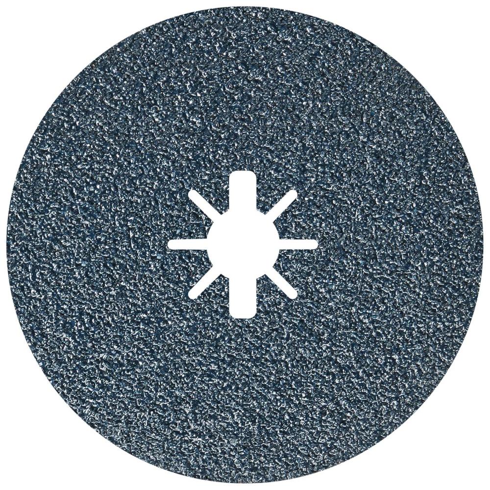 imageBOSCH FBX5100 25Pack 5 In XLOCK Fine Grit Abrasive Fiber Discs 100 Grit Compatible with 78 In Arbor for Applications in Metal Surface Finishing Weld Blending Rust Removal6 In