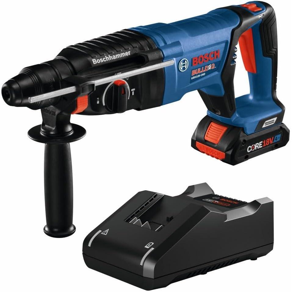 imageBosch GBH18V26DK15 18V EC Brushless SDSplus Bulldog 1 In Rotary Hammer Kit with 1 CORE18V 4 Ah Advanced Power BatteryIndustrial