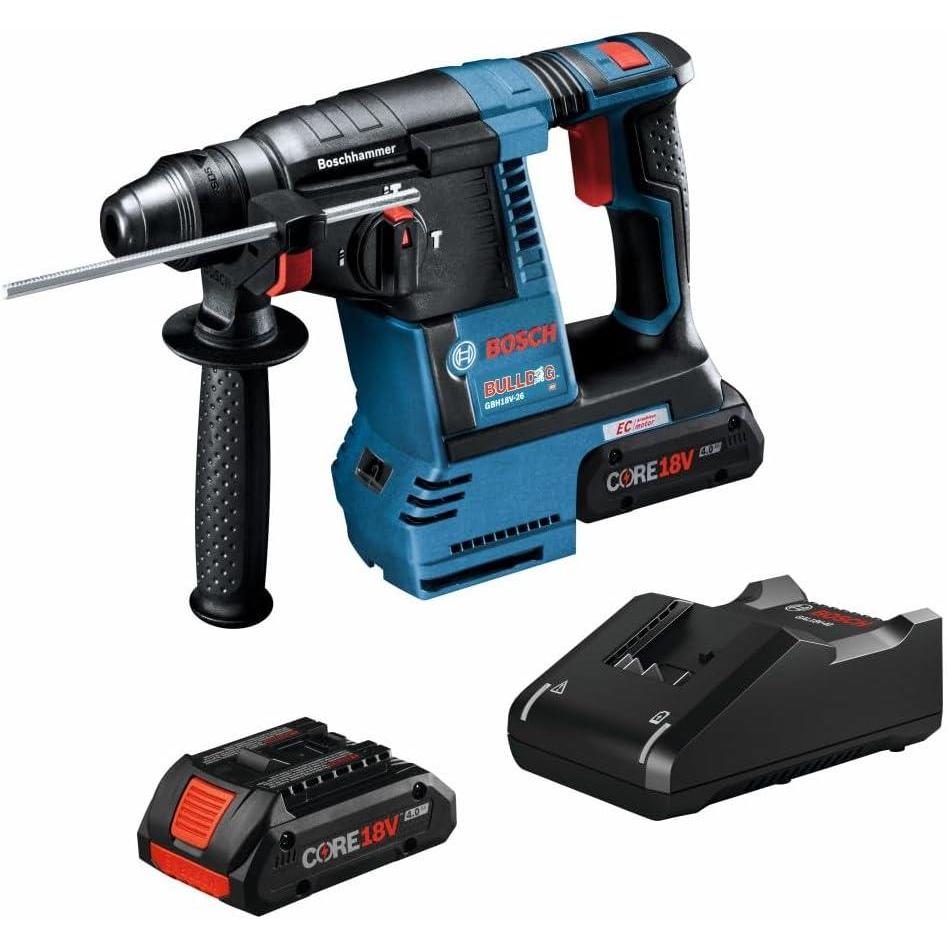 imageBosch GBH18V26K25 18V Brushless SDSplus Bulldog 1 In Rotary Hammer Kit with 2 CORE18V 40 Ah Compact BatteriesKit with 2 40 Ah Compact Batteries