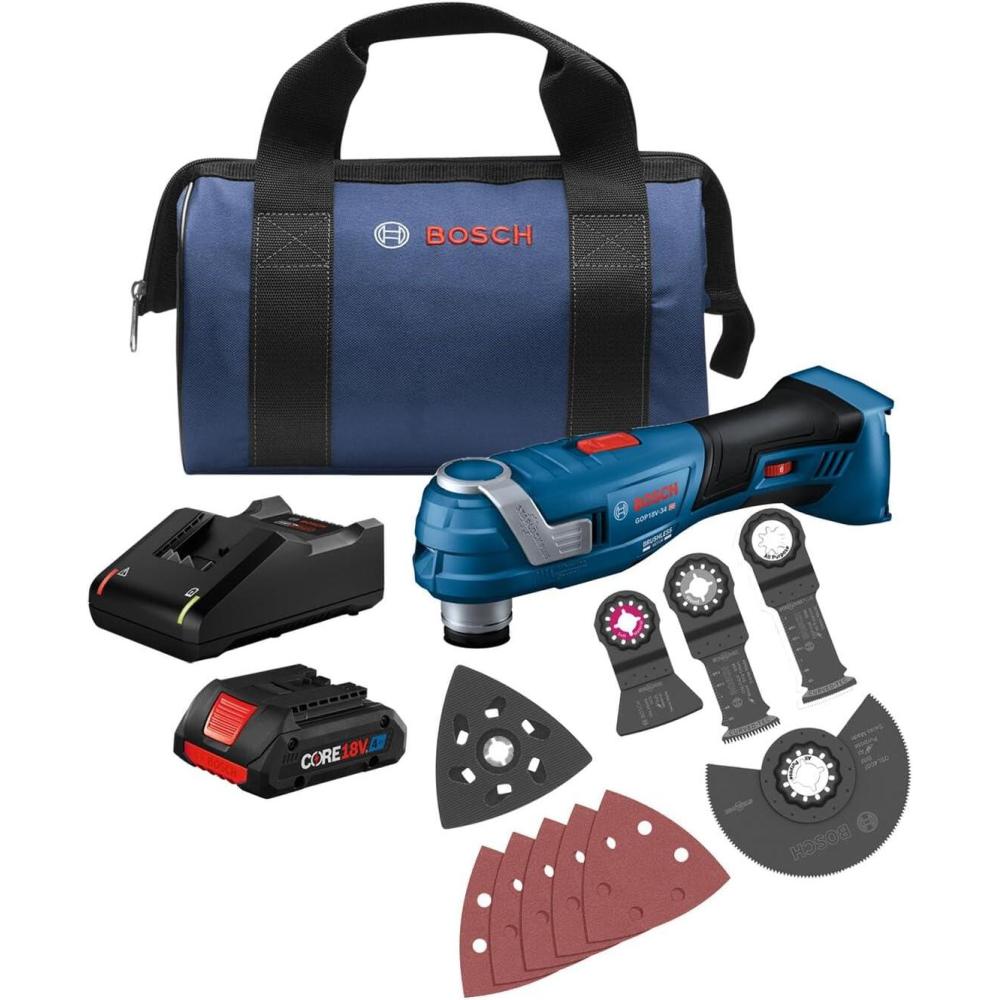 imageBosch GOP18V34N 18V Brushless StarlockPlus Oscillating MultiTool Bare Toolw 18V 4 Ah Battery