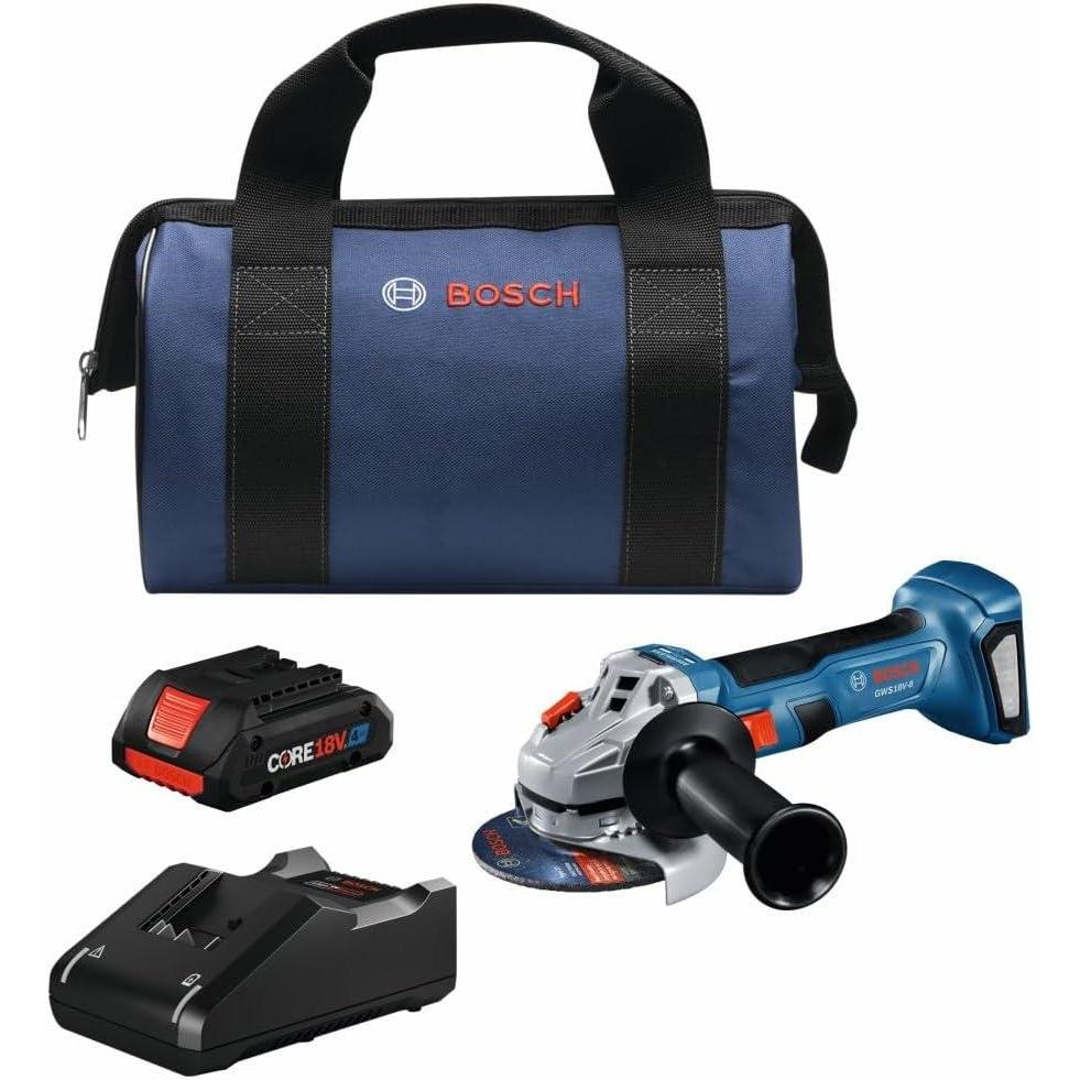 imageBosch GWS18V8B15 18V Brushless 412 In Angle Grinder Kit with 1 CORE18V 4 Ah Advanced Power Battery