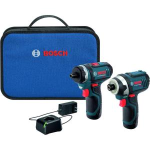 BOSCH 12V Max Cordless 2-Tool Combo Kit with Two-Speed Pocket Driver, Impact Driver and (2) 2 Ah Batteries (CLPK27-120)(Combo Kit)