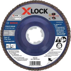 BOSCH FDX2750080 1-Piece 5 In. X-LOCK Flap Disc 80 Grit Compatible with 7/8 In. Arbor Type 27 for Applications in Metal Blending and Grinding(4-1/2 In.)