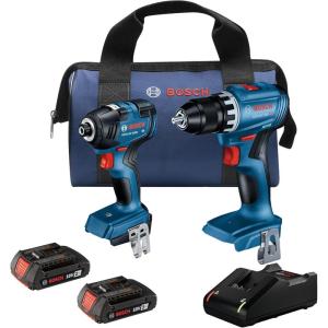 BOSCH GXL18V-27B22 Power Tool Combo Kit – 18V Brushless Compact 1/2 In. Cordless Drill Driver and 1/4 In. Hex Impact Driver (Includes: Two 2.0Ah Batteries, 18V Charger, and Carrying Tool Bag)