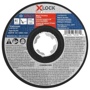 BOSCH TCWX1S500 5 In. x .045 In. X-LOCK Metal/Stainless Fast Cutting Abrasive Wheel 60 Grit Compatible with 7/8 In. Arbor Type 1A (ISO 41) for Applications in Metal, Stainless Steel Cutting(Type 1A Metal/Stainless)