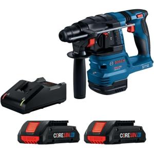Bosch GBH18V-22K24 18V Brushless SDS-plus® Bulldog™ ¾ In. Rotary Hammer Kit with (2) CORE18V® 4 Ah Advanced Power Batteries(w/ (2) 18V 4 Ah Batteries)
