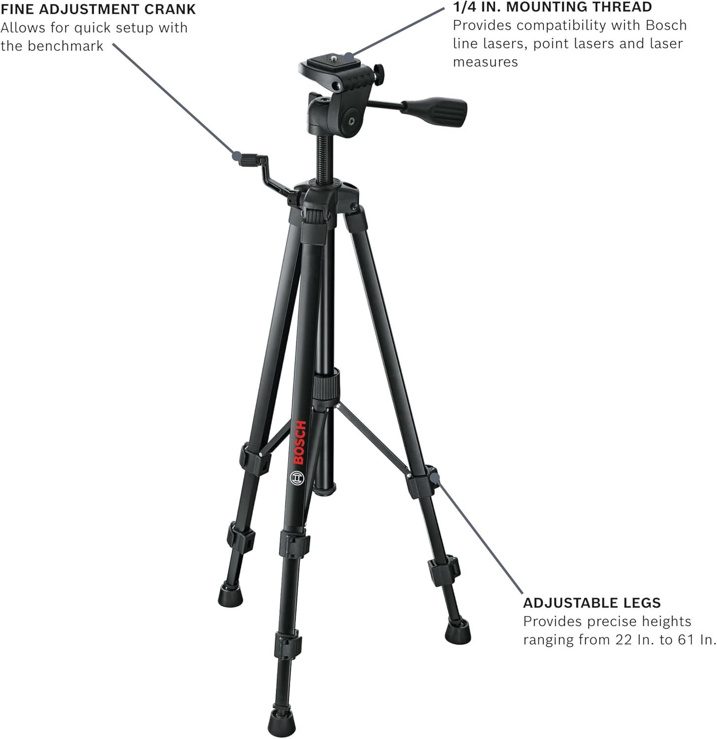 imageBOSCH BT 150 Compact Tripod with Extendable Height for Use with Line Lasers Point Lasers and Laser Distance Measures2261 Light Weight