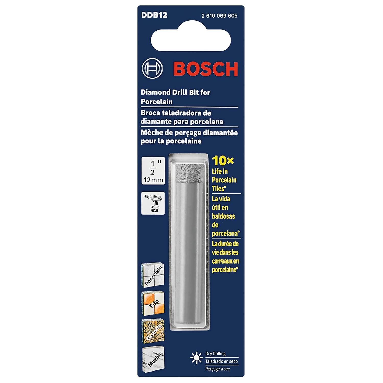 imageBOSCH DDB3PC 3Piece Diamond Drill Bit Assorted Set for Dry Drilling Applications in Porcelain and Natural Stone Tile12 Bit