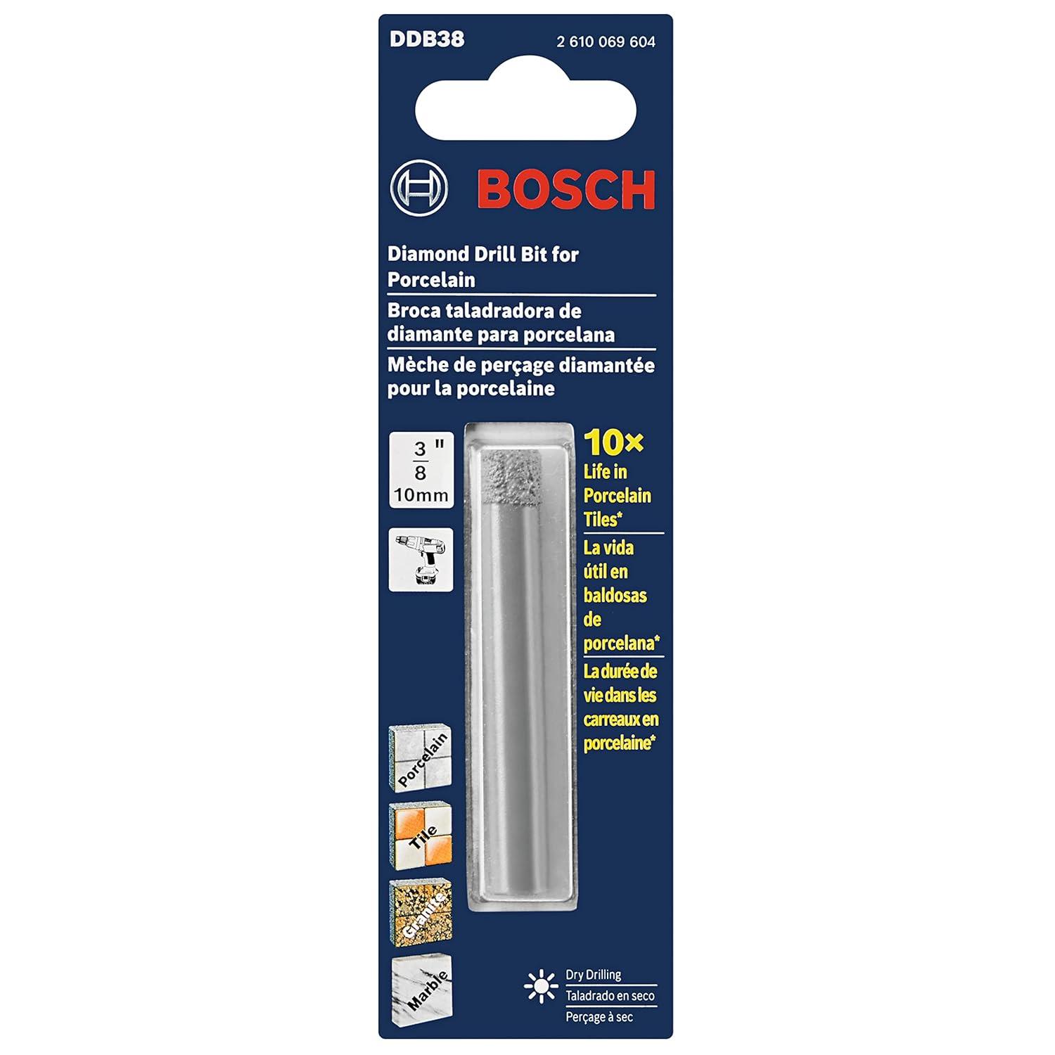 imageBOSCH DDB3PC 3Piece Diamond Drill Bit Assorted Set for Dry Drilling Applications in Porcelain and Natural Stone Tile38 Bit
