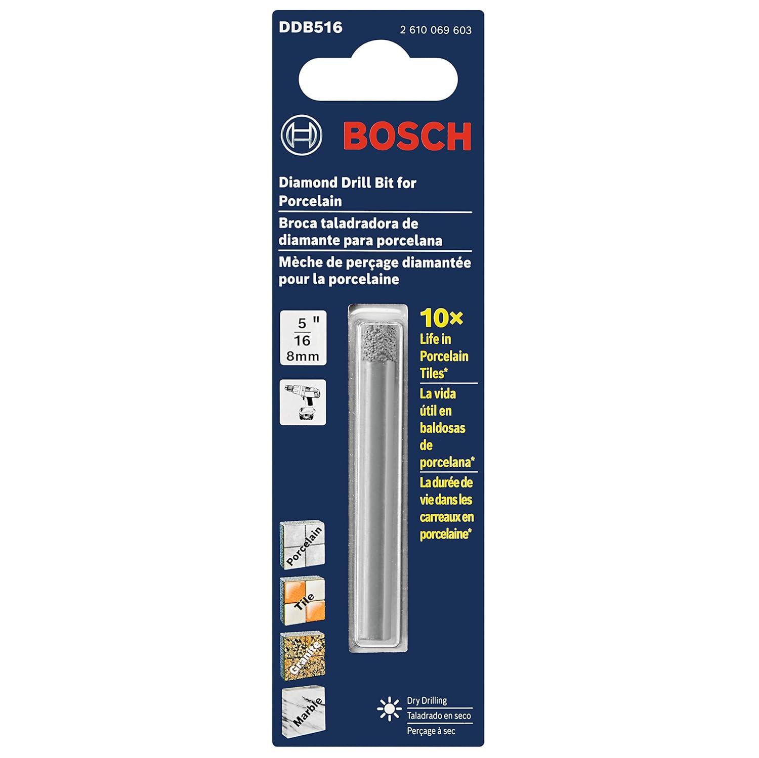 imageBOSCH DDB3PC 3Piece Diamond Drill Bit Assorted Set for Dry Drilling Applications in Porcelain and Natural Stone Tile516 Bit