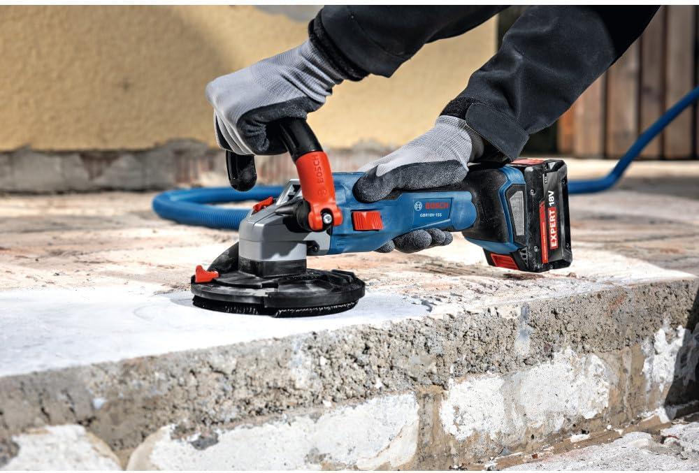 imageBOSCH GBR18V15SN18X 18V 5 In Concrete Surface Grinder with 13Amp Equivalent Brushless Motor amp 3Speed Control for HeavyDuty Concrete Prep Includes Diamond Cup Wheel Battery amp Charger