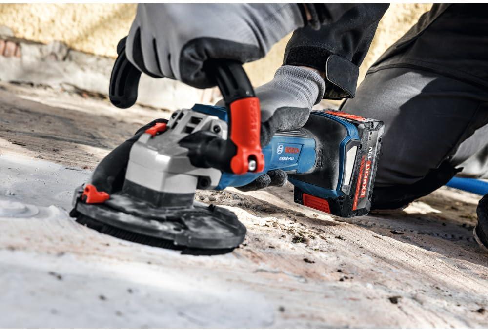 imageBOSCH GBR18V15SN18X 18V 5 In Concrete Surface Grinder with 13Amp Equivalent Brushless Motor amp 3Speed Control for HeavyDuty Concrete Prep Includes Diamond Cup Wheel Battery amp Charger