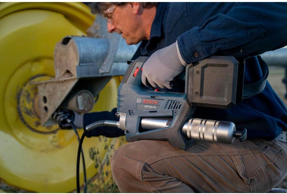 imageBOSCH GFP18V10N 18V Grease Gun 10000 PSI Max Pressure Brushless Motor Portable Greasing Tool for Automotive amp Heavy Equipment Bare Tool