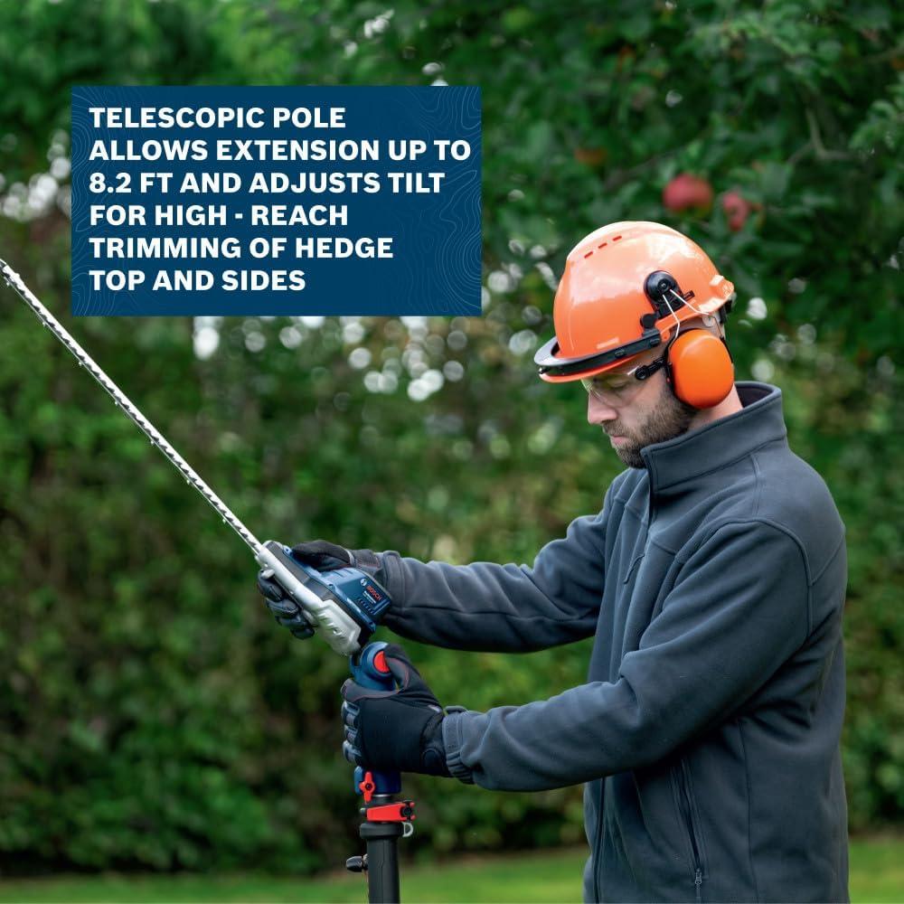 imageBOSCH GHE18V50TPN18X 18V 20 in Pole Hedge Trimmer with 82 Ft Telescopic Pole and Pivoting Head is a Cordless Trimmer Battery and Charger Included KitKit With 8Ah Battery Charger