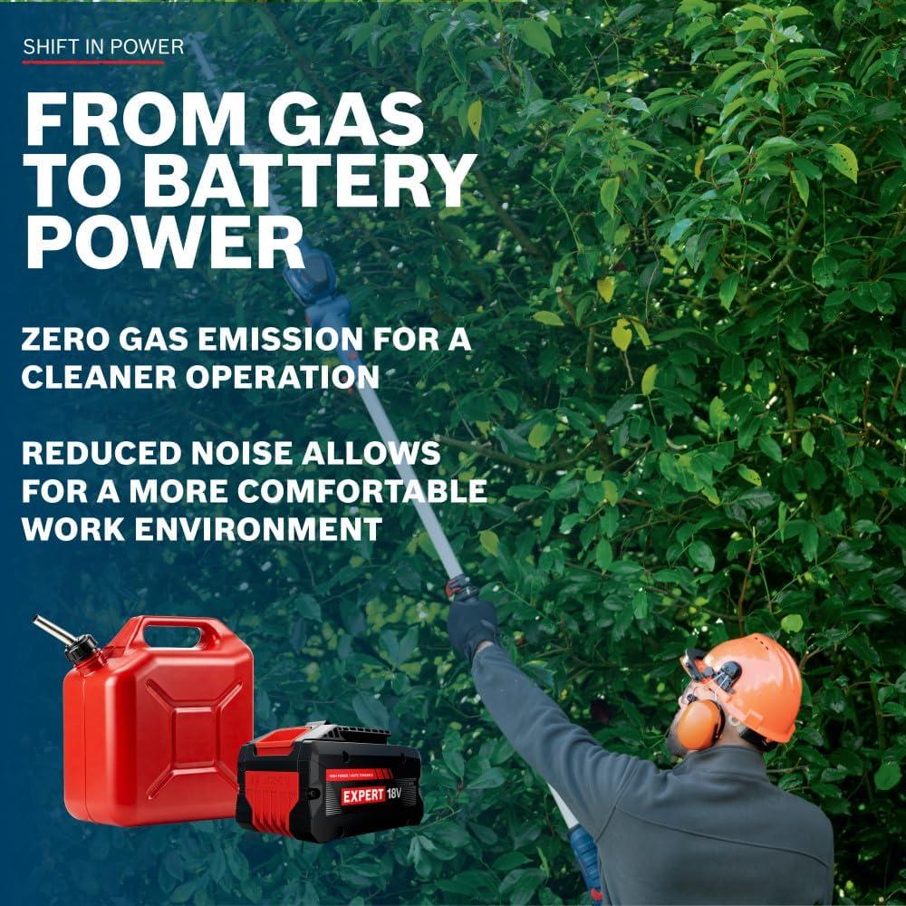 imageBOSCH GHE18V50TPN18X 18V 20 in Pole Hedge Trimmer with 82 Ft Telescopic Pole and Pivoting Head is a Cordless Trimmer Battery and Charger Included KitKit With 8Ah Battery Charger