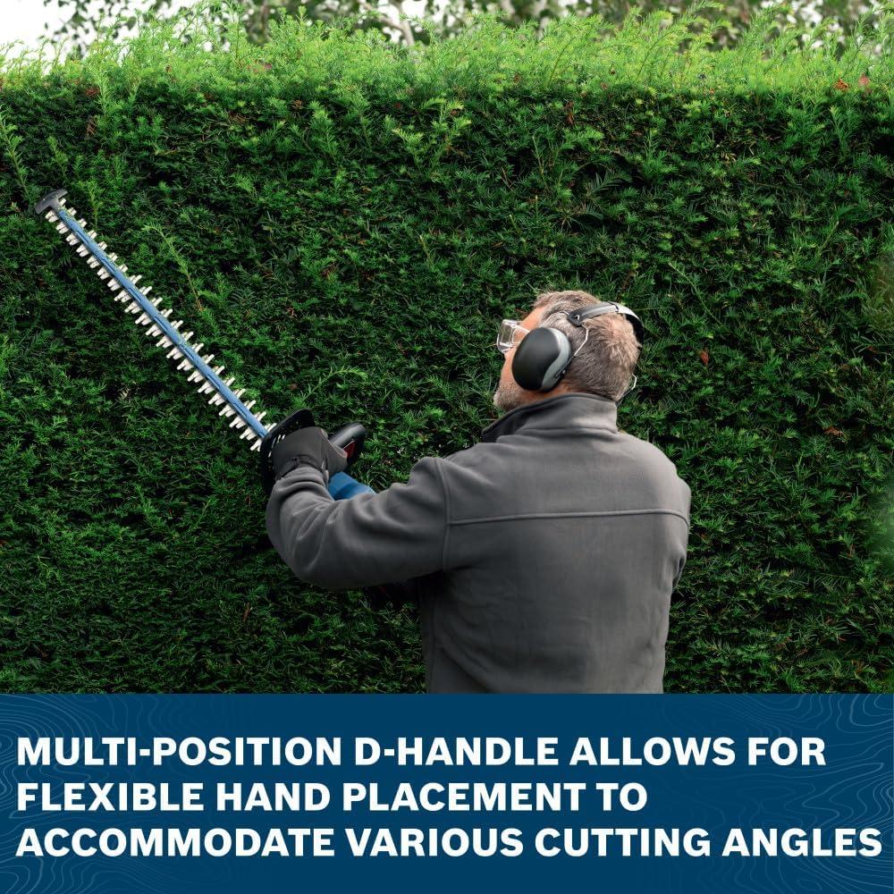 imageBOSCH GHE18V602N 18V Cordless Hedge Trimmer 24Inch Blade with AntiBlocking Technology with Lightweight Design Bare ToolKit With 8Ah Battery Charger