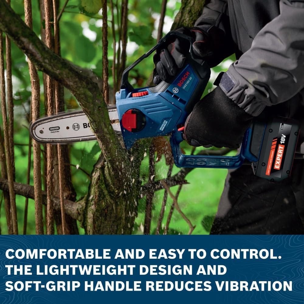 imageBOSCH GKE18V20N14X 18V Cordless Pruning Saw 8Inch Bar for Limbing HighSpeed Brushless Motor Advanced Safety Features for Yard Work Includes 40Ah Battery and ChargerKit With 4Ah Battery Charger