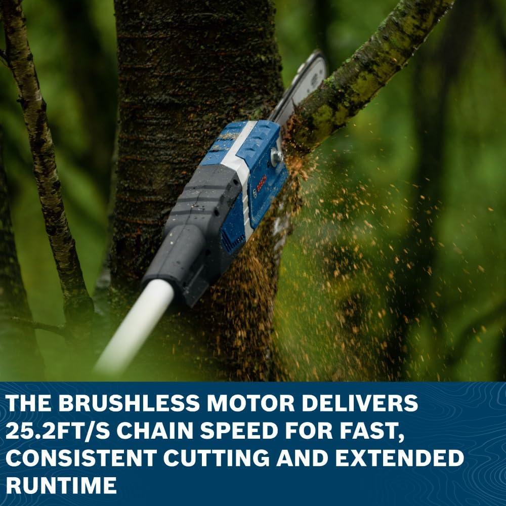 imageBOSCH GKE18V25TPN18X 18V 10Inch Pole Chainsaw Kit with 10 Ft Telescoping Reach amp Brushless Motor Includes 80Ah Battery amp Fast ChargerBare Tool