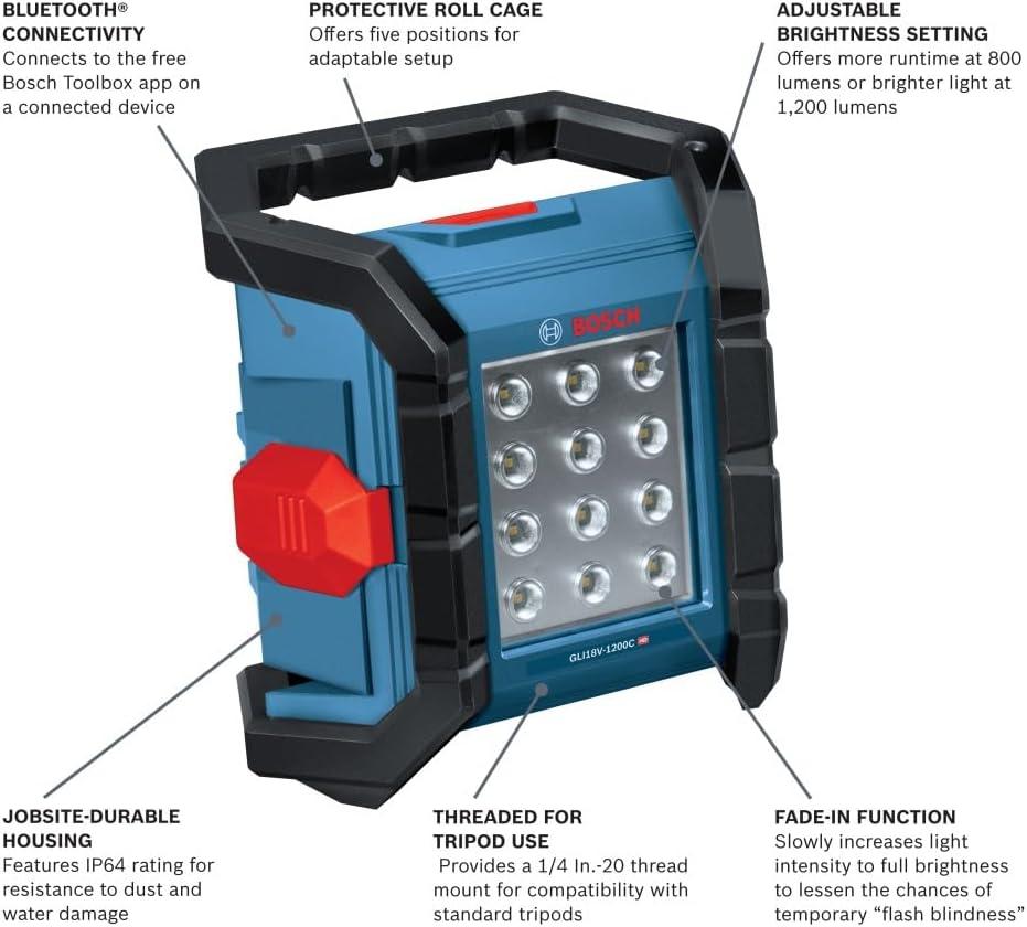imageBOSCH GLI18V1200CN 18V Connected LED Floodlight Bare Tool