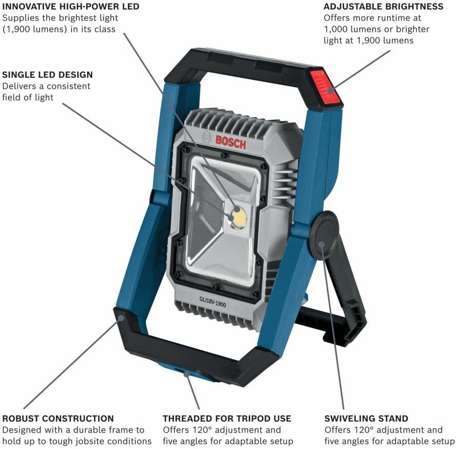 imageBOSCH GLI18V1900N 18 V LED Floodlight Bare Tool