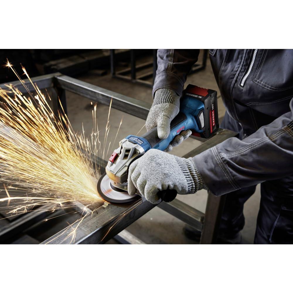 imageBOSCH GWX18V82N 18V XLOCK Angle Grinder for up to 5X faster wheel changes a powerful 8Amp equivalent brushless motor slim grip for light grinding and cutting Inc Guards and Handle Bare Tool