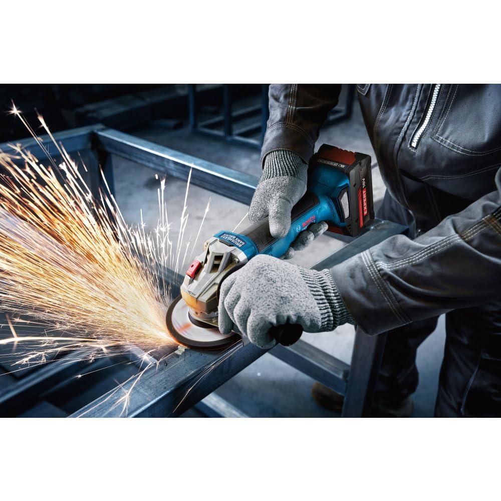 imageBOSCH GWX18V82N 18V XLOCK Angle Grinder for up to 5X faster wheel changes a powerful 8Amp equivalent brushless motor slim grip for light grinding and cutting Inc Guards and Handle Bare Tool