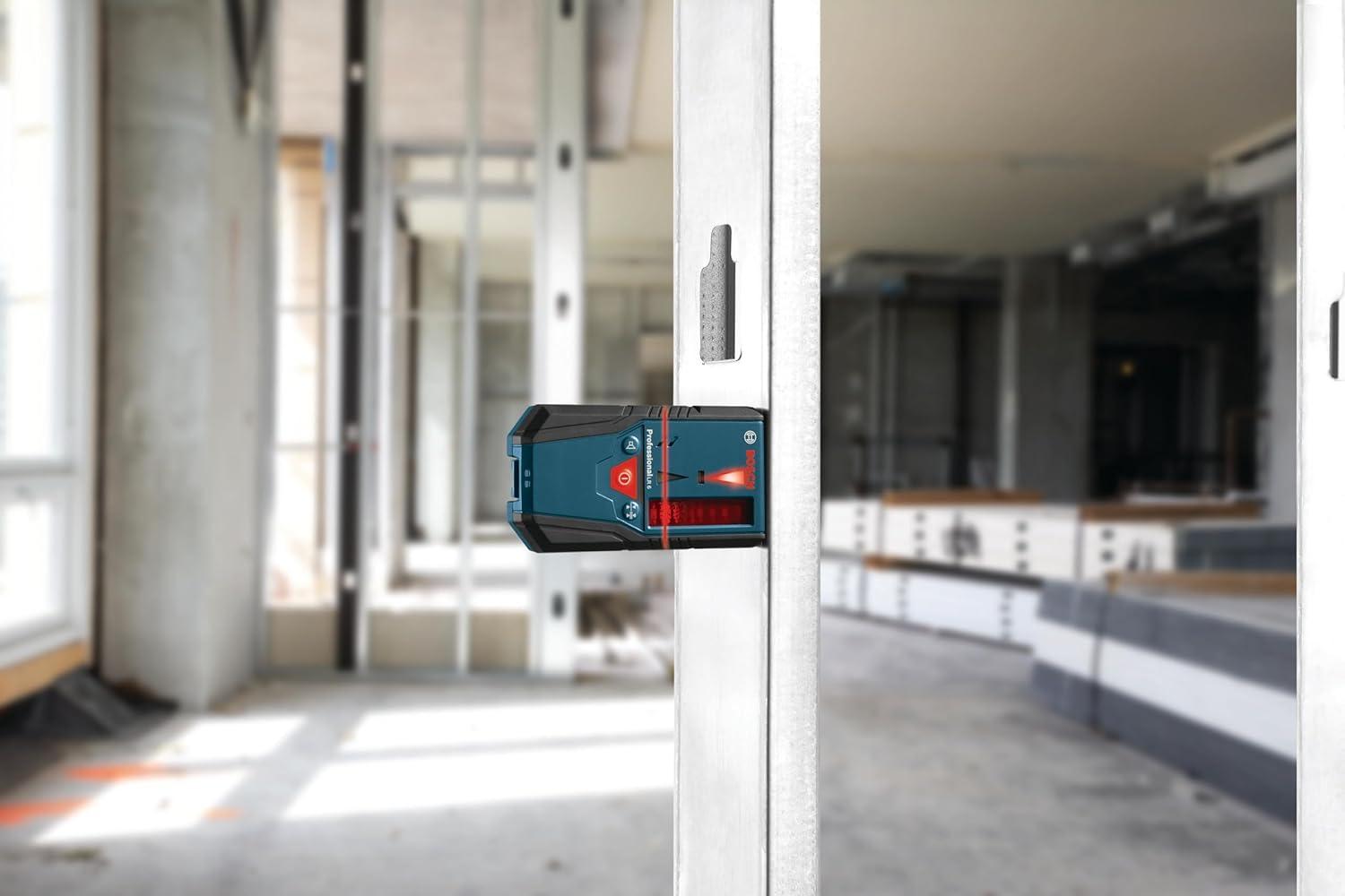 imageBOSCH LR8 165 ft Red and GreenBeam Line Laser Receiver Includes Mounting Bracket 2 AA Batteries amp Belt Pouch165 ft Receiver RED