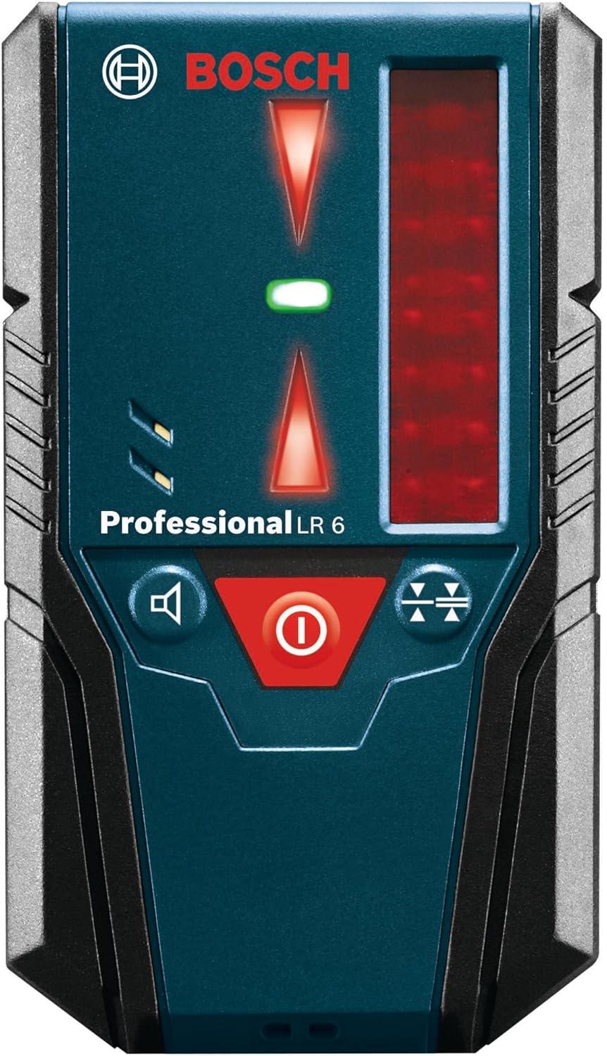 imageBOSCH LR8 165 ft Red and GreenBeam Line Laser Receiver Includes Mounting Bracket 2 AA Batteries amp Belt Pouch165 ft Receiver RED