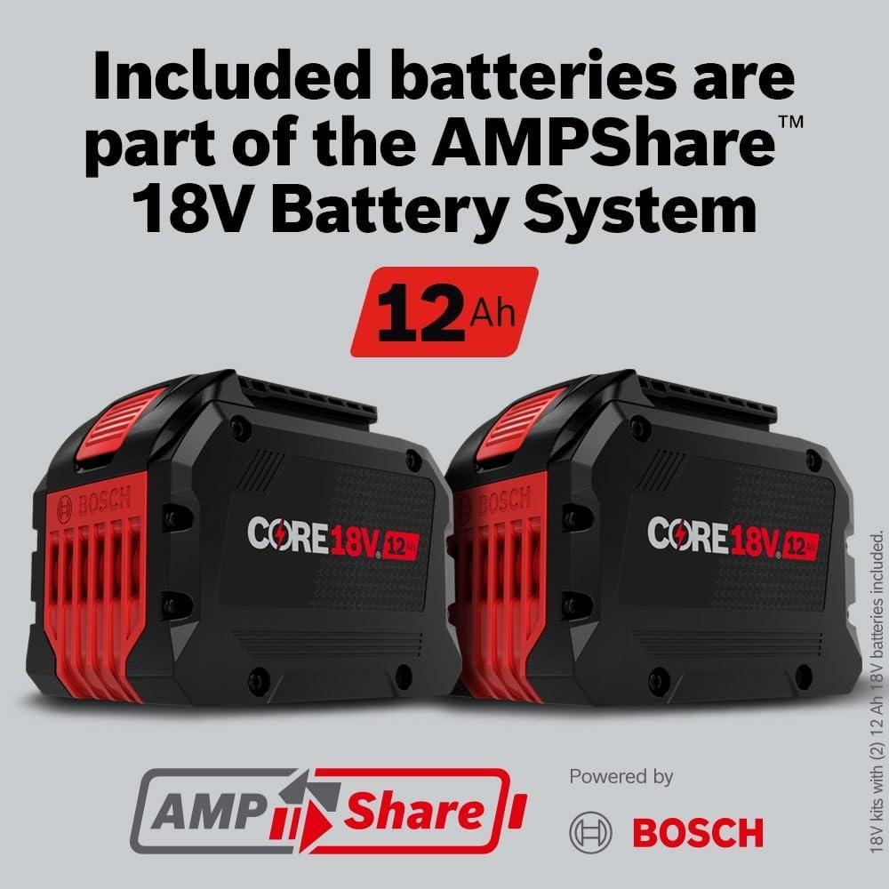 imageBosch GBA18V120 18V CORE18V LithiumIon 12 Ah High Power Battery2Pack Turbo Charger