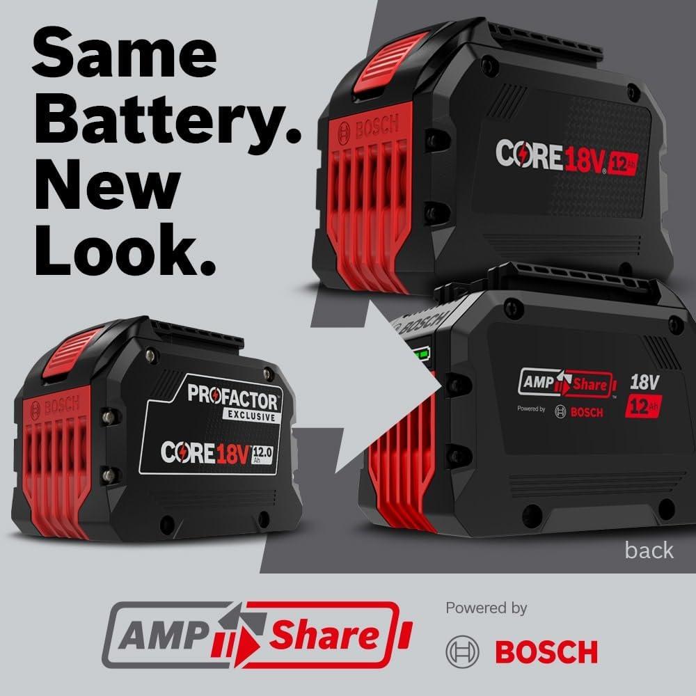 imageBosch GBA18V120 18V CORE18V LithiumIon 12 Ah High Power Battery2Pack Turbo Charger