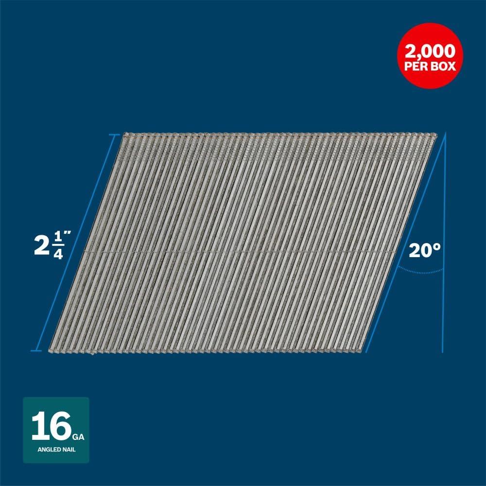 imageBosch GNH16G225GV 214 In x 16ga 20Degree Finish Nails 2000 Per Box