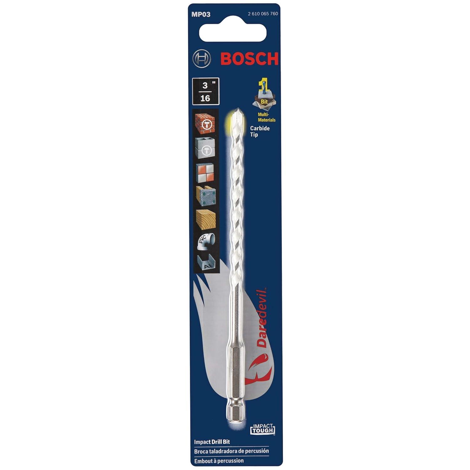 imageBosch MP02 532 in x 4 in x 6 in Daredevil Multipurpose Drill Bit316 in Pack of 3