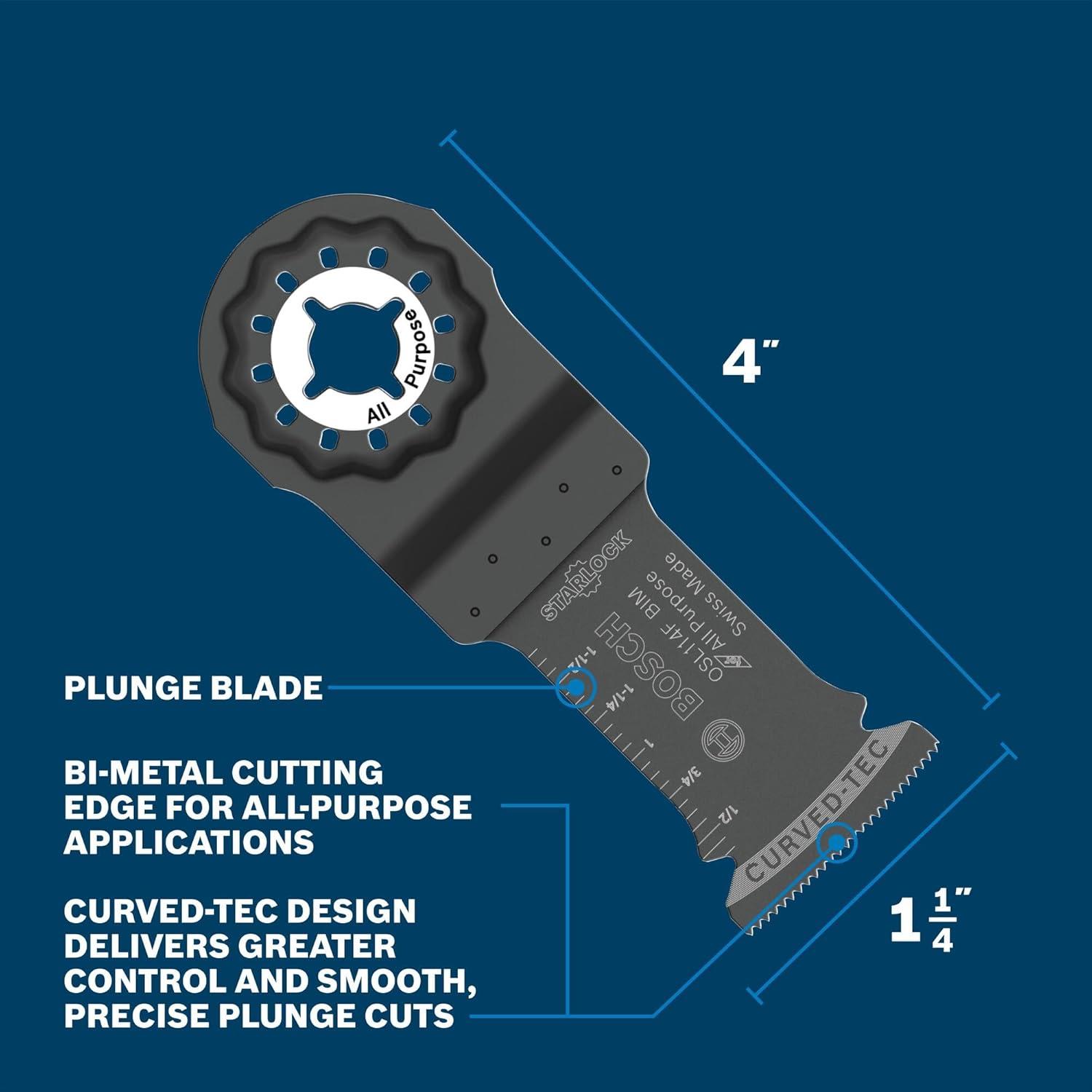 imageBosch OSM114F 114 in StarlockMax Oscillating Multi Tool BiMetal Plunge Cut Blade114 Width