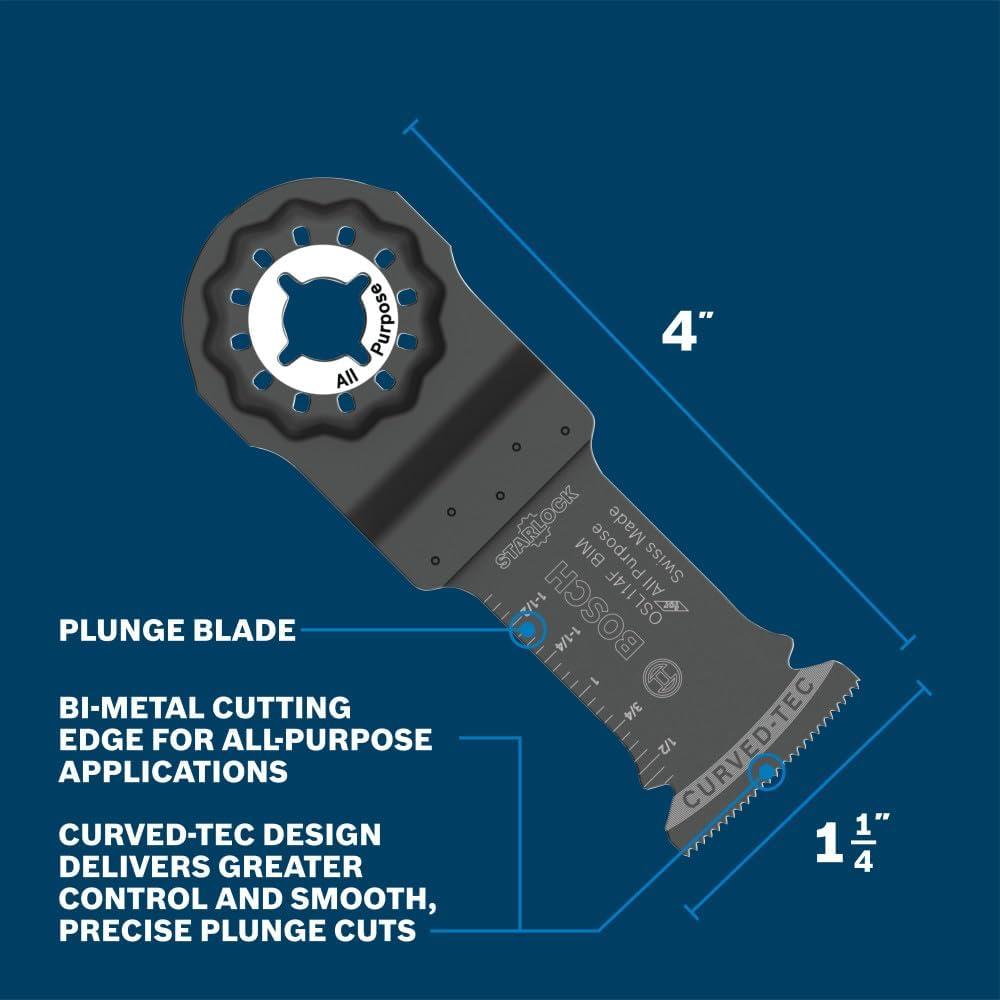imageBosch OSM114F 114 in StarlockMax Oscillating Multi Tool BiMetal Plunge Cut Blade114 Width