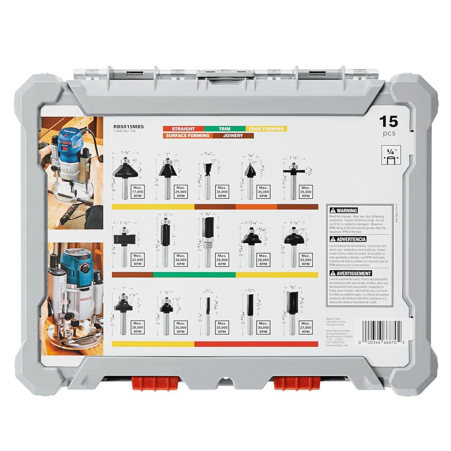 imageBosch RBS030MBS 30 pc CarbideTipped Wood Router Bit Set15Piece
