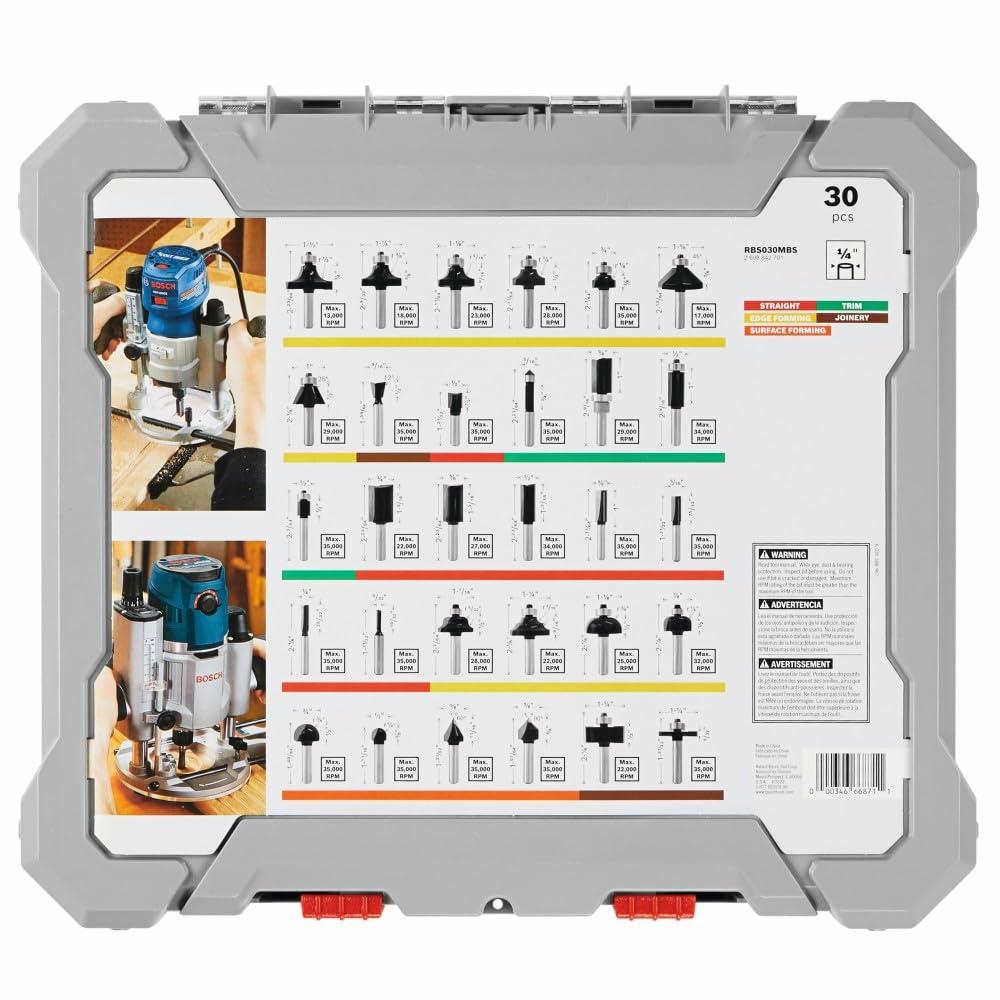 imageBosch RBS030MBS 30 pc CarbideTipped Wood Router Bit Set30Piece