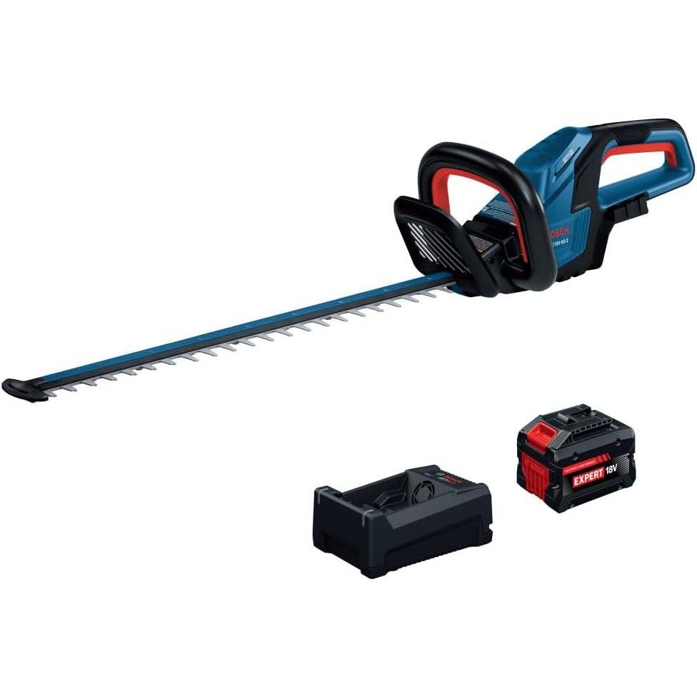 imageBOSCH GHE18V602N 18V Cordless Hedge Trimmer 24Inch Blade with AntiBlocking Technology with Lightweight Design Bare ToolKit With 8Ah Battery  Charger