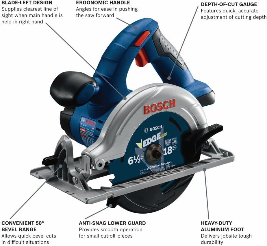 imageBOSCH CCS180B15 18V 612 In BladeLeft Circular Saw Kit with 1 CORE18V 4 Ah Advanced Power BatteryTool Only