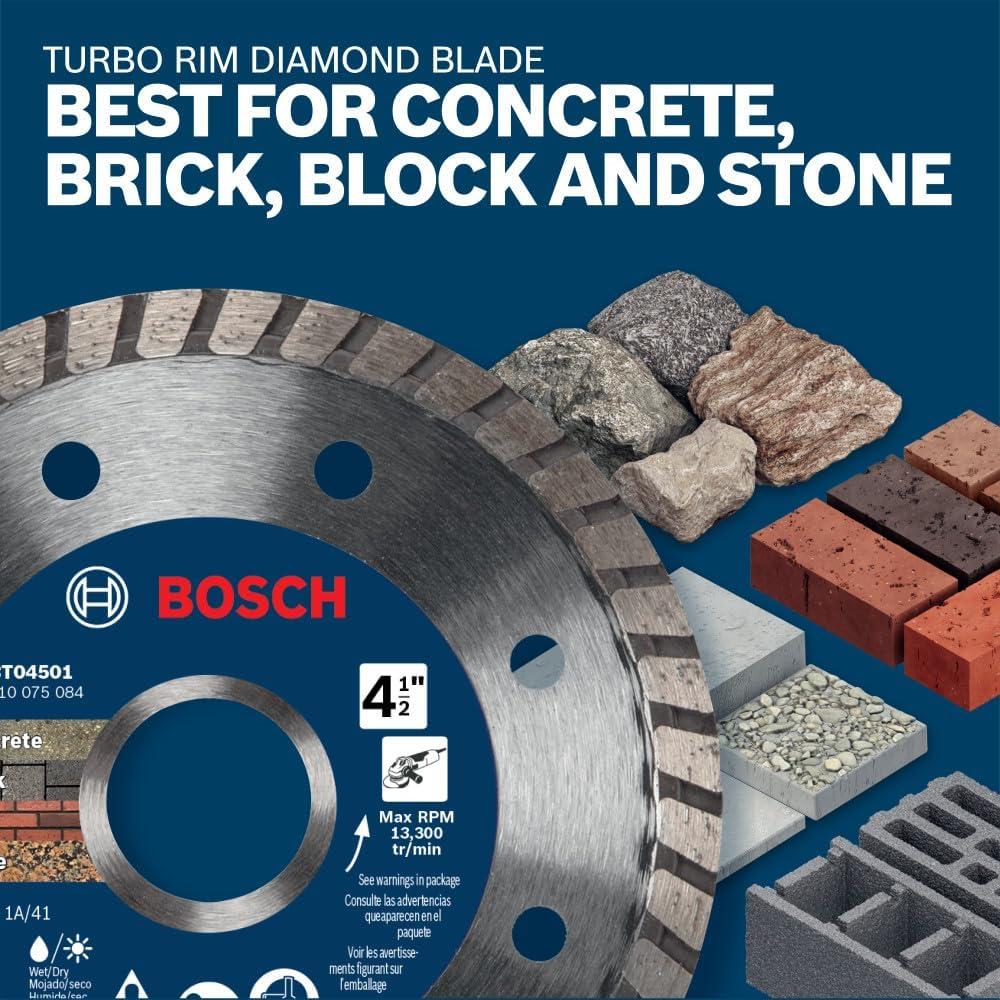 imageBOSCH DB045S3 45 in 3Pc Diamond Blade Set Includes Segmented Turbo Continuous Diamond Blades and Reducing Rings