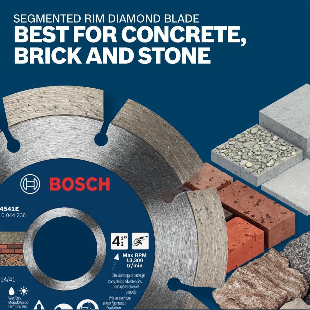 imageBOSCH DB045S3 45 in 3Pc Diamond Blade Set Includes Segmented Turbo Continuous Diamond Blades and Reducing Rings