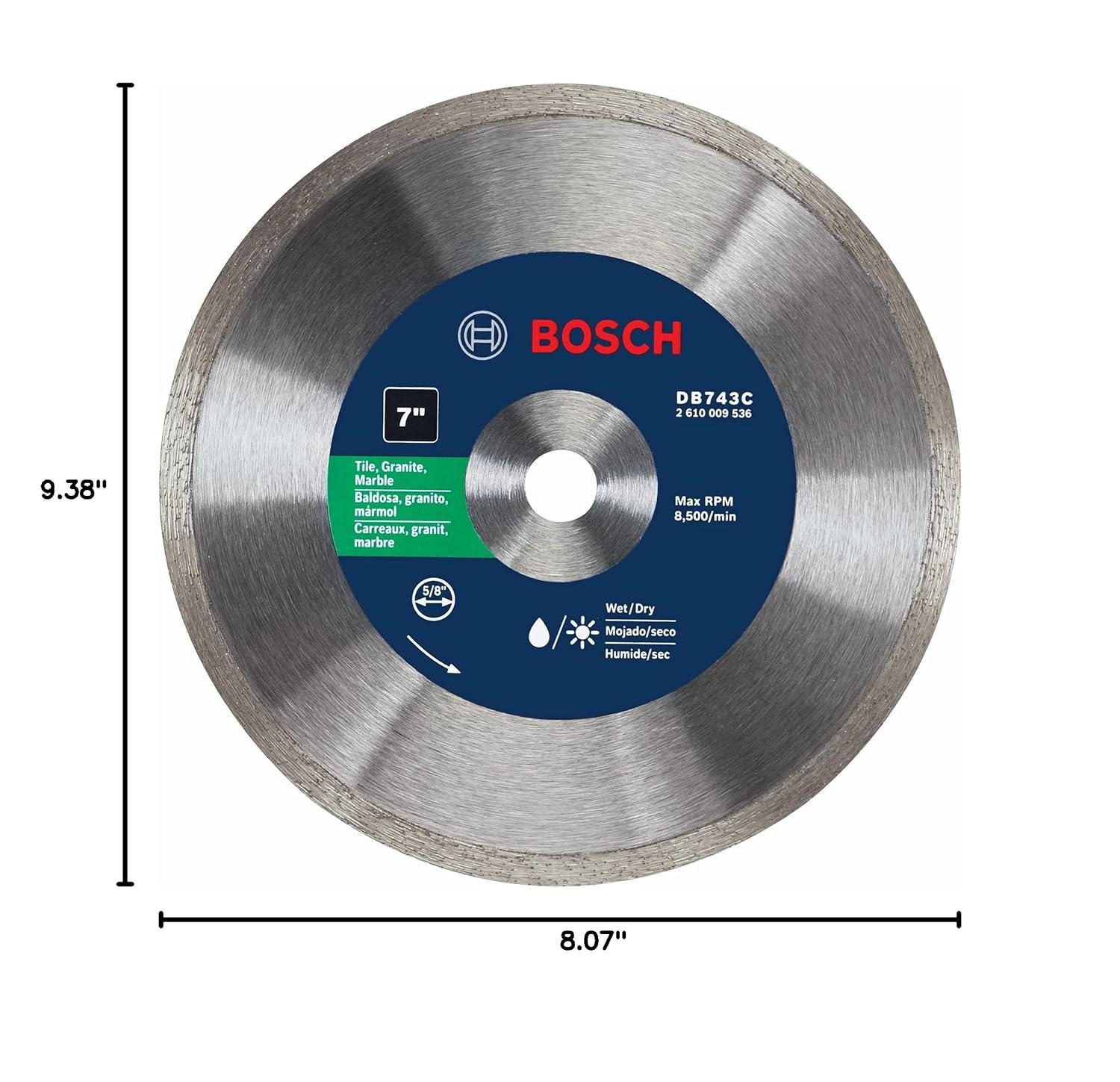 imageBOSCH DB1066 10 in Rapido Premium Continuous Rim Diamond Blade with 58 in Arbor for Clean Cut WetDry Cutting Applications in Porcelain Ceramic GraniteWetDry