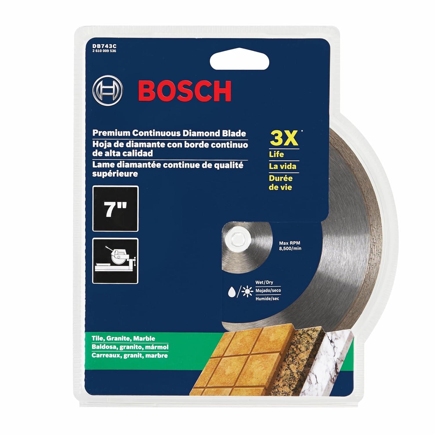 imageBOSCH DB1066 10 in Rapido Premium Continuous Rim Diamond Blade with 58 in Arbor for Clean Cut WetDry Cutting Applications in Porcelain Ceramic GraniteWetDry