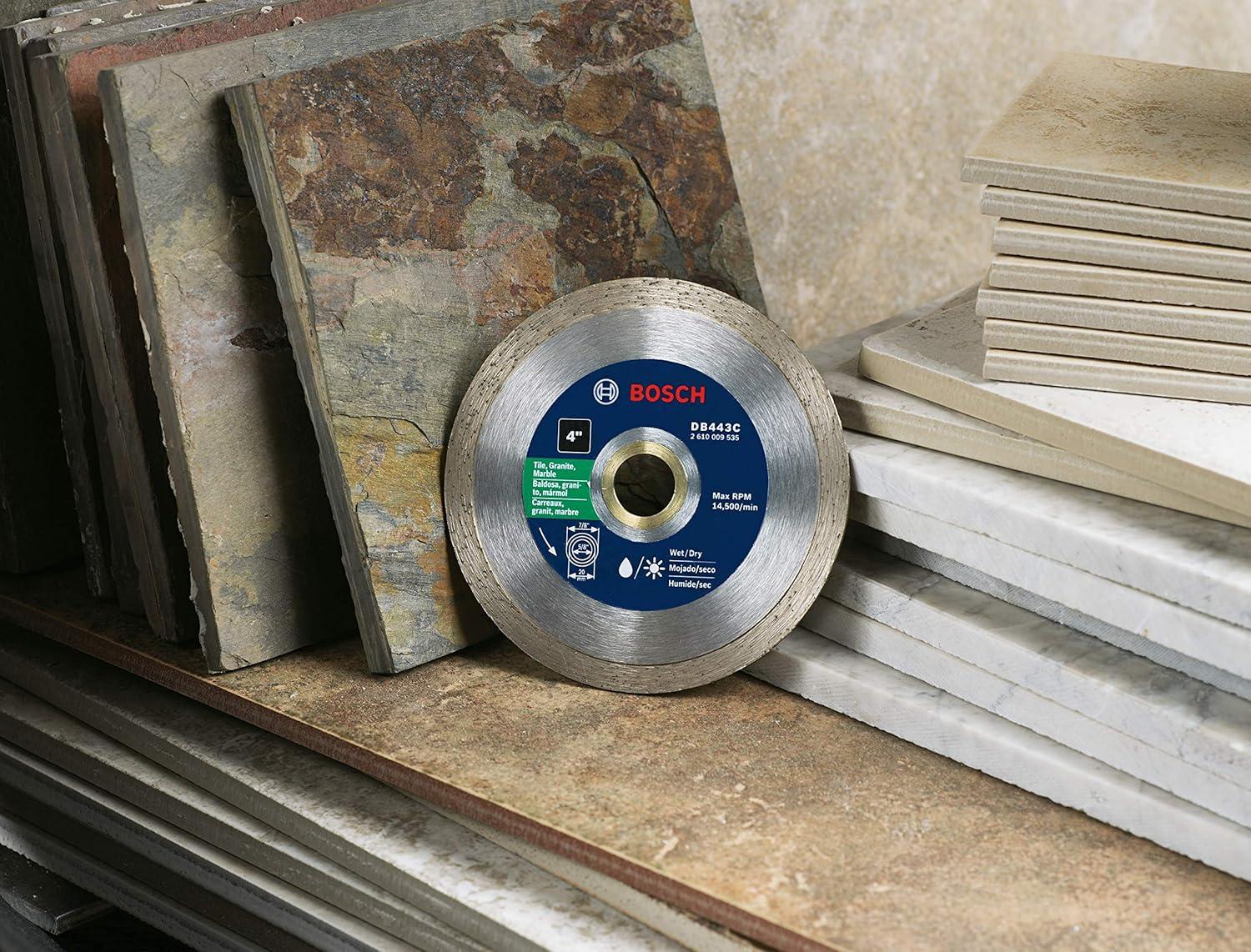 imageBOSCH DB1066 10 in Rapido Premium Continuous Rim Diamond Blade with 58 in Arbor for Clean Cut WetDry Cutting Applications in Porcelain Ceramic GraniteWetDry
