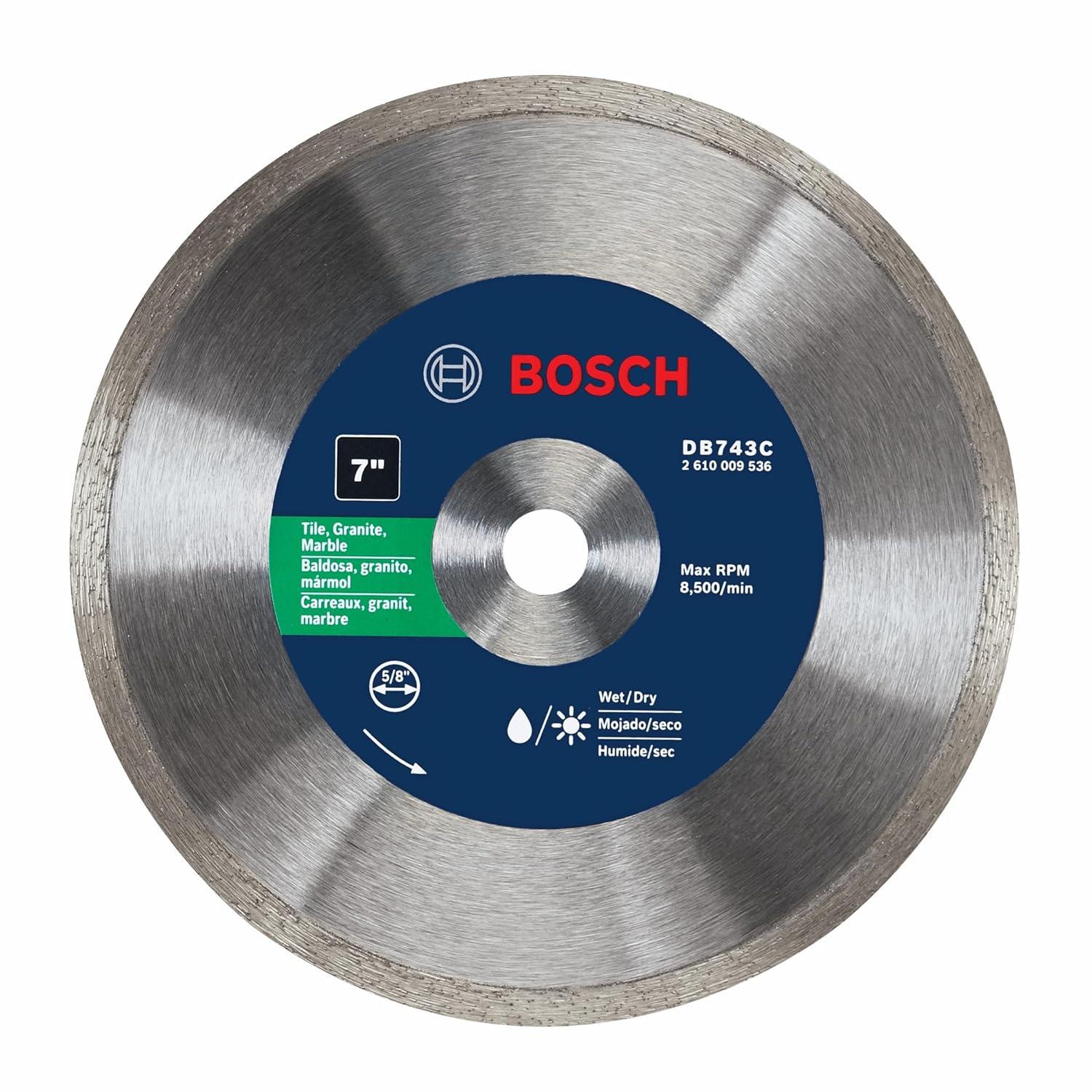 imageBOSCH DB1066 10 in Rapido Premium Continuous Rim Diamond Blade with 58 in Arbor for Clean Cut WetDry Cutting Applications in Porcelain Ceramic GraniteWetDry