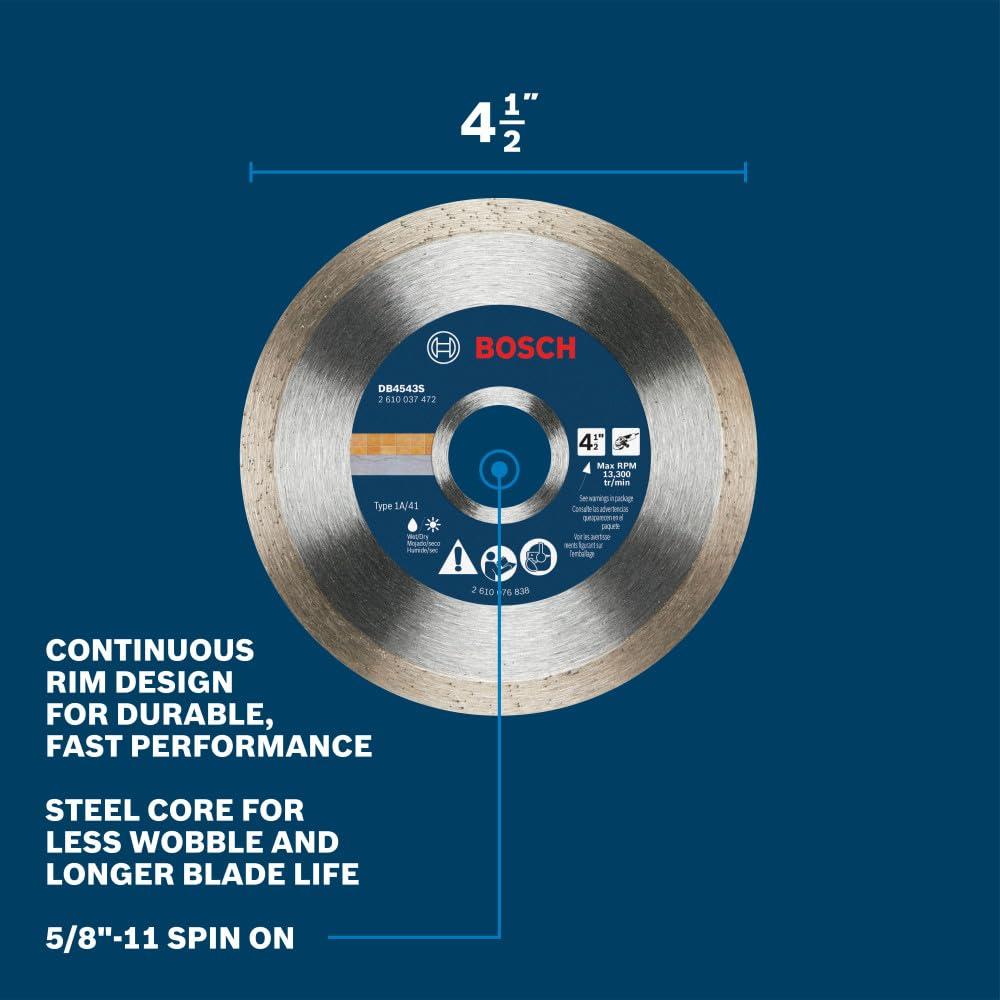 imageBOSCH DB1069 10 In Rapido Premium Continuous Rim Diamond Blade with 58 In Arbor for Wet Cutting Applications in Glass Tile Ceramic TileIndustrial