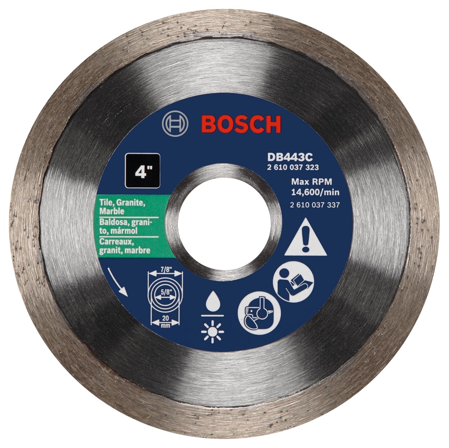 imageBOSCH DB1069 10 In Rapido Premium Continuous Rim Diamond Blade with 58 In Arbor for Wet Cutting Applications in Glass Tile Ceramic TileWetDry