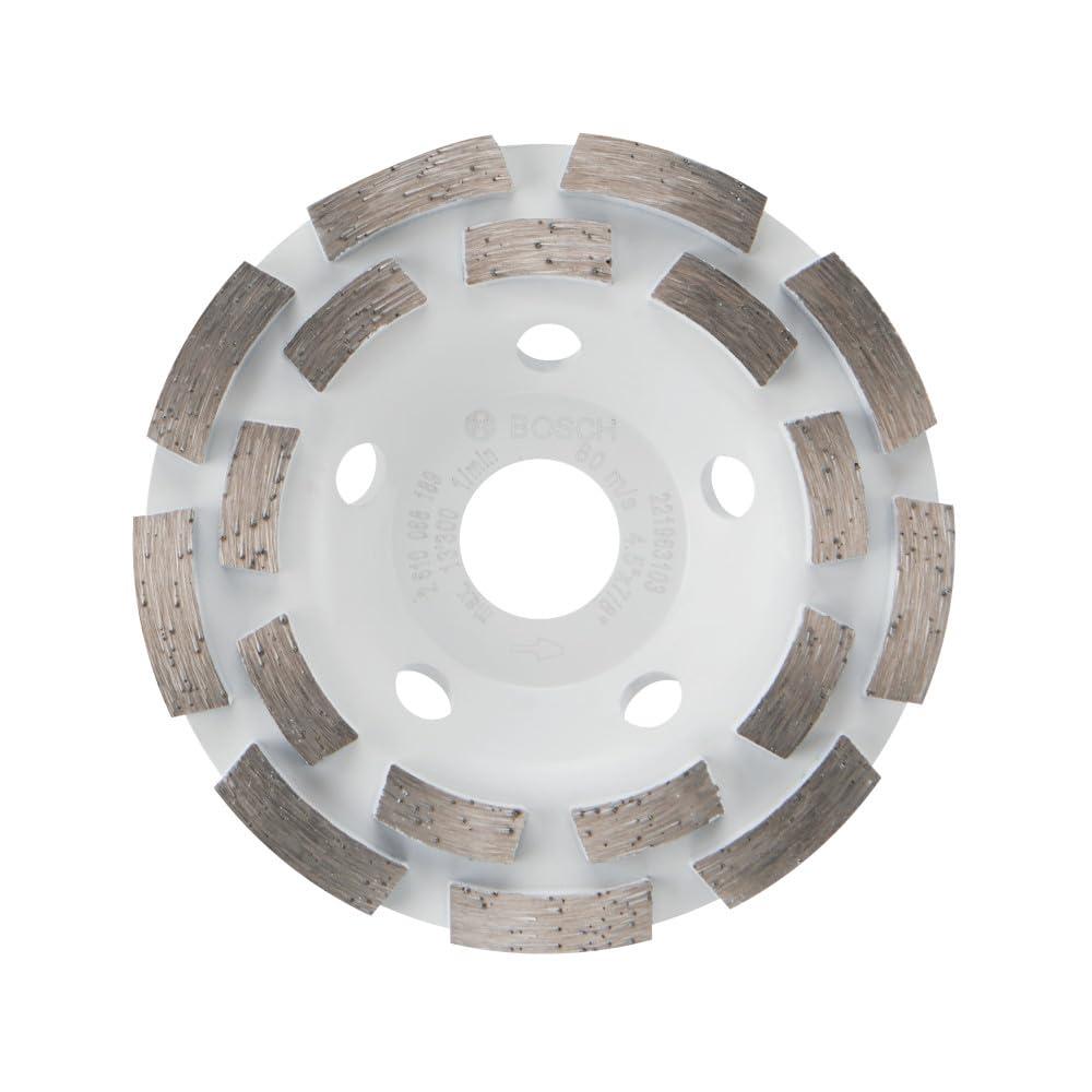imageBOSCH DCDR04501 412 in Double Row Segmented Diamond Cup Wheel Longer Life Effective Grinding Concrete Mortar Small Angle Grinders