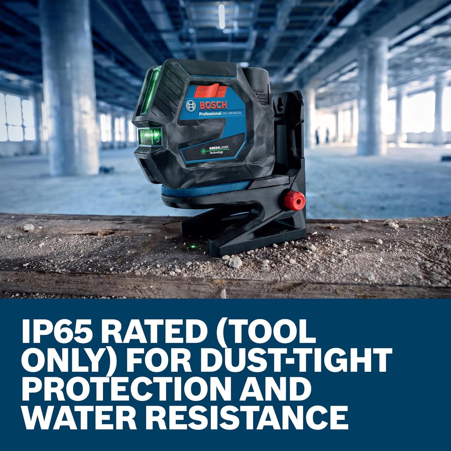 imageBOSCH GCL16582CGL 12V Max Connected GreenBeam CrossLine Laser with Plumb Points Bluetooth IP65 Durability 125 Ft Range VisiMax Technology Includes 12V Battery amp Charger and Magnetic Mount