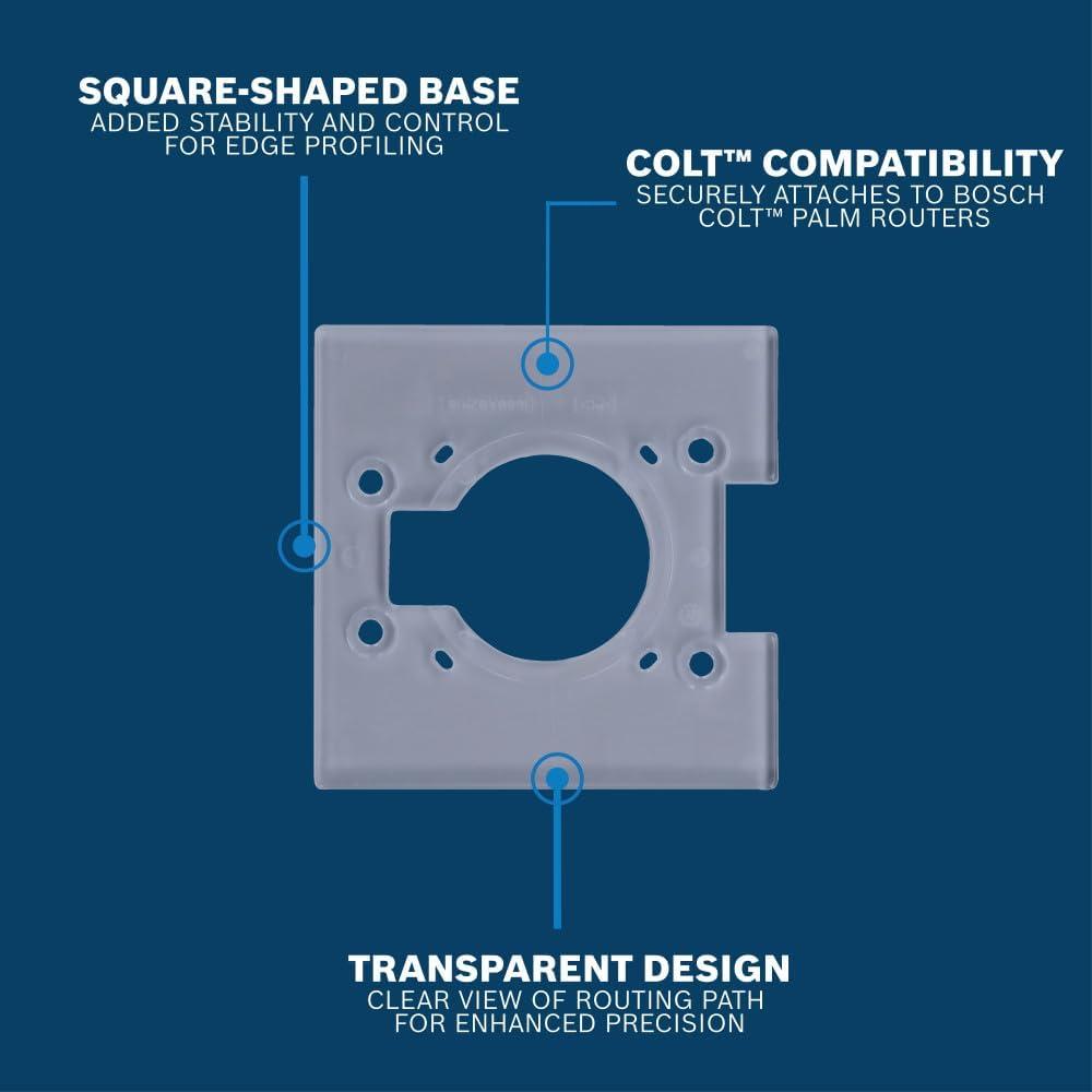imageBOSCH GKFSQ01 Square Subbase Enhanced Stability Edge Profiling Colt Router CompatibileSquare Subbase