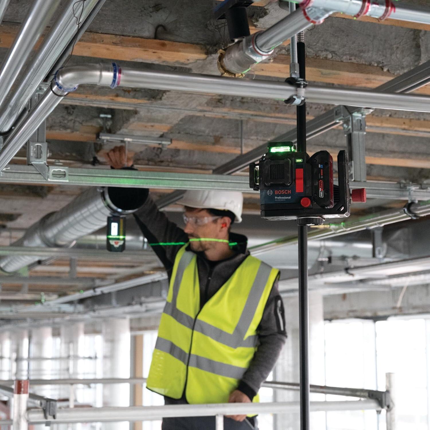 imageBOSCH GLL33080CGL 18V 360 Connected GreenBeam ThreePlane Leveling and Alignment Laser with 4 Ah Battery Versatile HighVisibility Laser with Bluetooth Connectivity and Smart Pendulum System
